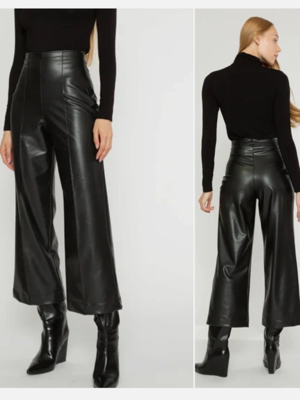 Ripley Rader black Vegan Leather Straight Leg Pant: Cropped size 1(XS)